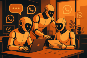 Agentes de Inteligência Artificial trabalhando