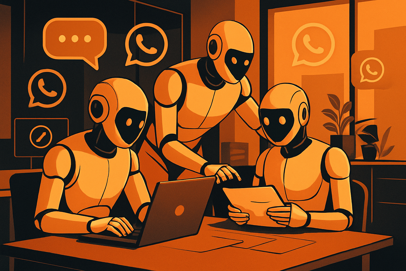 Agentes de Inteligência Artificial trabalhando