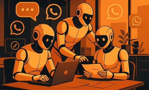 Agentes de Inteligência Artificial trabalhando